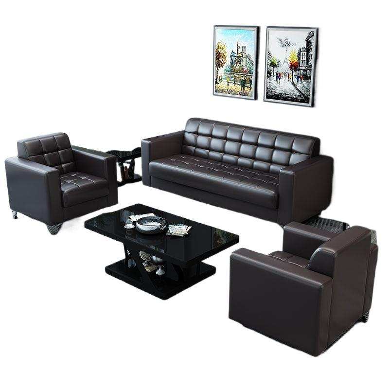 办公沙发现代简约新款三人位办公室会客接待商务小型时尚茶几 - 图3