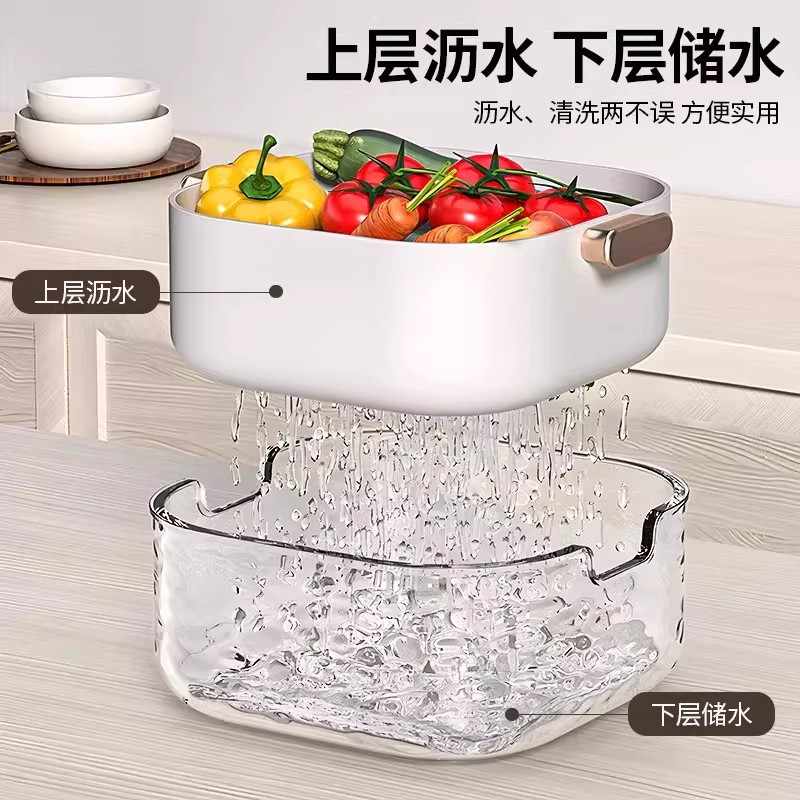 日本洗菜盆沥水篮新款家用厨房双层洗菜篮滤水洗水果淘菜盆水果盘,淘宝优惠券,粉丝福利购,淘宝优惠卷