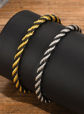 祥饰帝欧美个性复古麻花手链