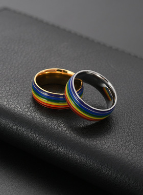 祥饰帝时尚简约彩虹元素戒指