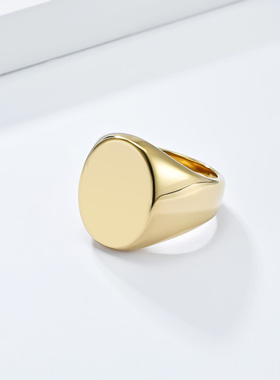 祥饰帝潮流钨钢黑色椭圆戒指