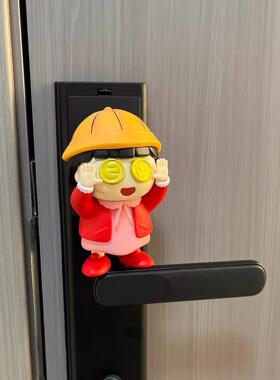 樱桃小丸子入户门口把手装饰小新摆件门铃卧室卡通玩偶乔迁公仔