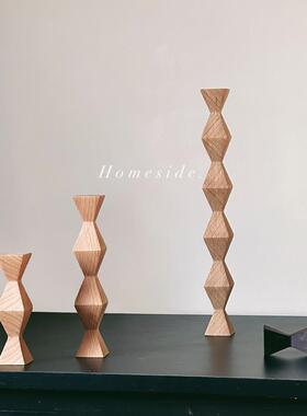 Homeside无尽之柱ins北欧几何形榉木胡桃木实木摆件样板间装饰