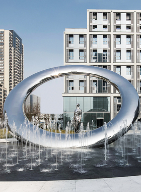 定制户外大型不锈钢发光圆环雕塑铁艺宇宙星光金属摆件公园景观