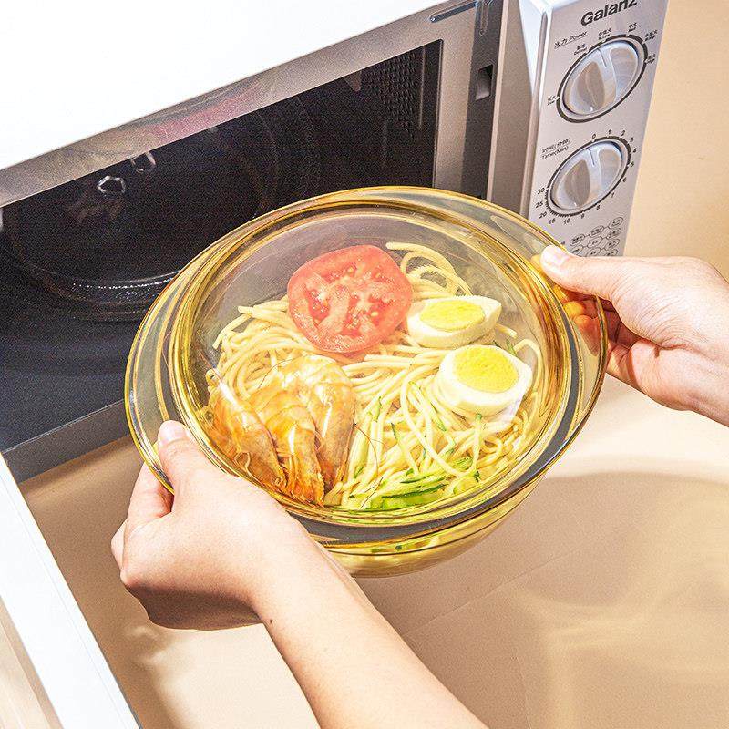 高硼硅玻璃碗耐高温带盖子家用微波炉专用带把手茶色烘焙双耳沙拉,淘宝优惠券,粉丝福利购,淘宝优惠卷