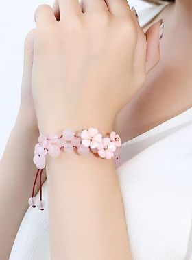 2025新款轻奢时档沙金福牌情侣闺蜜编织手绳情人节礼物复古