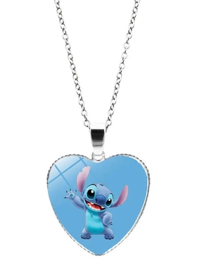 星际宝贝史迪奇卡通图案少儿爱心吊坠项链史迪仔stith项饰品