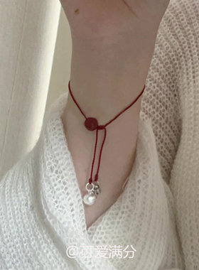 新中式仿红玛瑙编绳铃铛手链女
