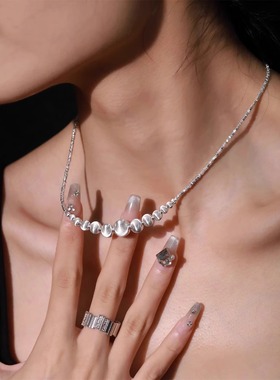 拉丝渐变碎银项链女气质百搭颈链