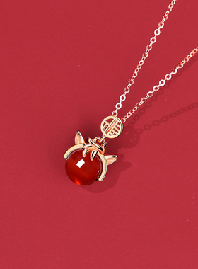 马年红色生肖马项链女