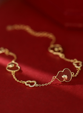 新年仿红玛瑙福禄葫芦手链女