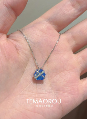 清冷感蓝色星光结项链女