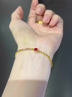 爆闪金色碎冰冰爱心手链女