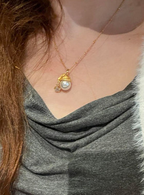 复古金色拉丝圣诞帽仿珍珠项链女
