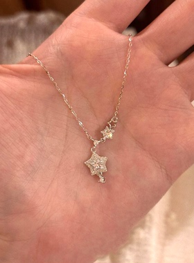 韩系银色爆闪星星项链女颈链