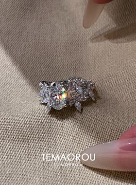 清冷感爆闪仿锆石银色蝴蝶戒指女