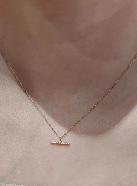 金色细闪平衡木项链女颈链