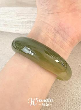 小清新森系绿色晕染素圈手镯女