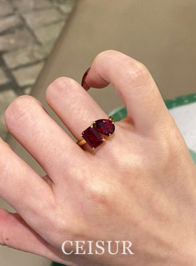 高端定制！不规则水滴方形戒指女