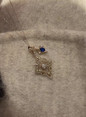 复古日系金色镂空花朵项链女