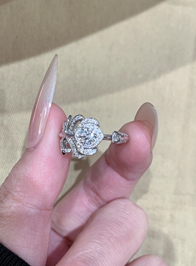 韩系清冷感银色羽毛开口戒指女