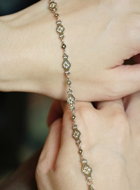 中古银色拉丝雏菊手链女