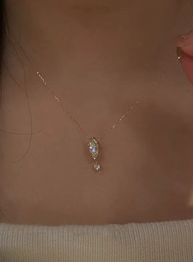 银色爆闪一滴泪项链女百搭锁骨链