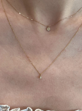 金色叠戴水滴项链女颈链