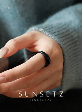 日系白色滴釉素圈戒指女