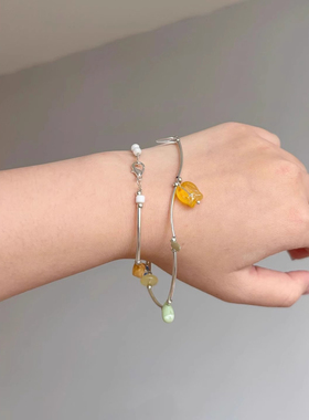 夏日多巴胺彩色石头项链女颈链