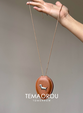 秋冬咖色皮绳腊肠狗项链女