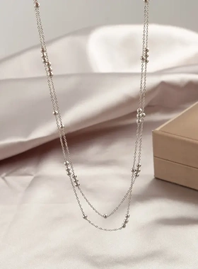 法式简约转运圆珠钛钢项链不掉色女夏季双层叠戴高级感百搭锁骨链