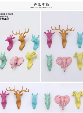 美式乡村复古动物公仔树脂摆件壁挂创意墙壁酒吧装饰挂件鹿头壁饰