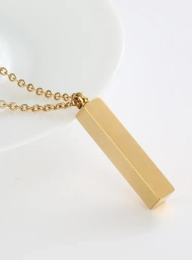 方形钛钢螺纹开合长条项链不锈钢立体棒吊坠几何刻字瓶