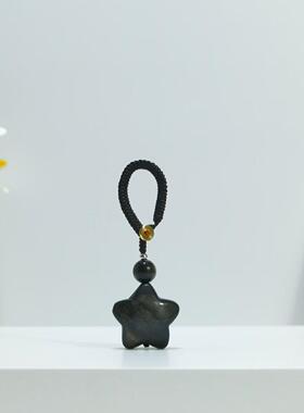 天然银曜石星星月男情侣链款女项饰品吊坠XH00462亮轻奢简约时尚