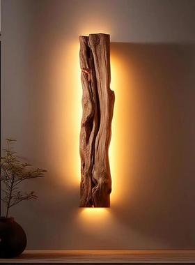 侘寂风化壁灯实木卧室艺术树桩灯茶室挂灯民宿酒店走廊装饰挂墙灯