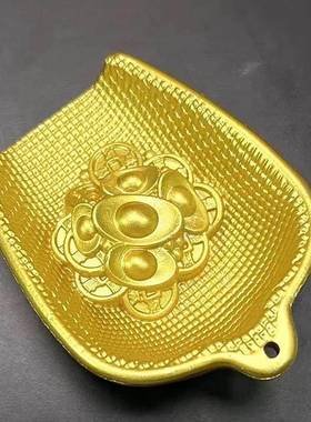 纯黄铜挂件新家家居室内客厅金桶财富簸箕元宝工艺品装饰摆件