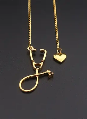 心脏吊坠 heart项链医生护士爱心礼物挂件 欧美合金电镀几何型10g