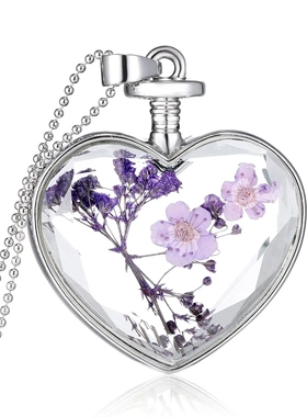 时尚欧美 植物干花标本项链 义乌产地货源 国外热卖款合金电镀