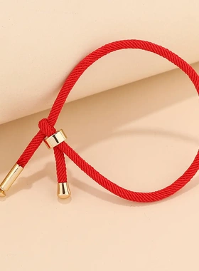 2025新款转运手绳 简约情侣红绳自由调节扣米兰线个性串珠手饰