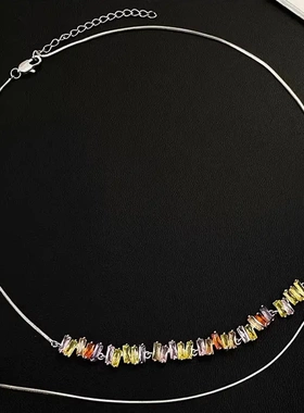 锆石项链女可调节多戴式锁骨链2025年新款小众设计高级感甜美铜