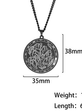 自然风光植物时尚直供圆牌飘逸柳树图案吊坠不锈钢项链电镀十字链