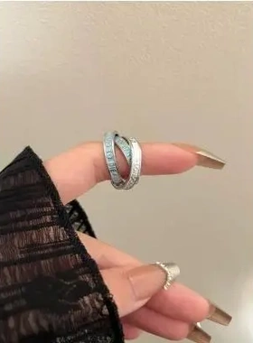 韩式新款复古字母滴油三圈缠绕珐琅滴油戒指女 ins高级感网红指环