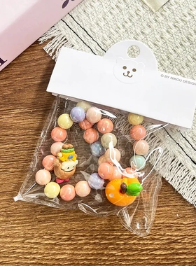 新款糖果色可爱卡通水果树脂透明手链少儿时尚百搭手工穿珠饰品