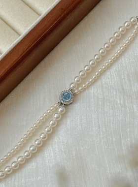 妮丝小清新珍珠显瘦手链清冷感系手作高级感设计项链饰品银