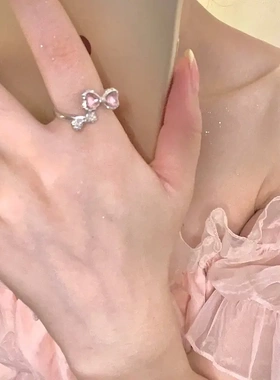 法式珍珠戒指女轻奢精致小众设计高级感素圈食指环极简风尾戒套装