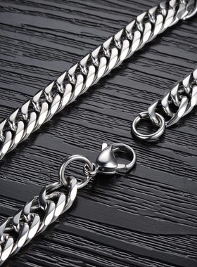 潮流项饰个性型男经典大气粗矿男士单链霸气精钢不锈钢项链饰品