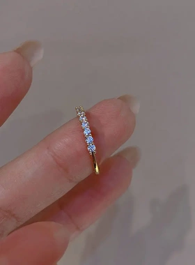 2022新款韩版可爱到发芽戒指女轻奢小众设计精致镶锆石爱心食指戒