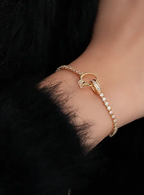 韩式锆石打结圆圈相扣可调节手链通勤百搭手环轻奢气质时尚手饰女