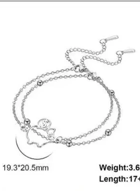 热卖爆款可爱简约百搭镂空猪猪存钱罐图案不锈钢钛钢女生手链电镀